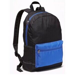 Old Navy Color Block Canvas Black Blue Backpack School Books Kids New